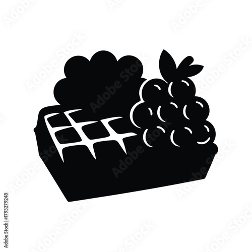 Delicious waffle with fresh grapes and cream dessert