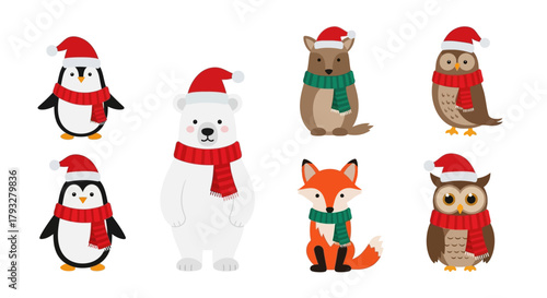set of santa claus and reindeer
