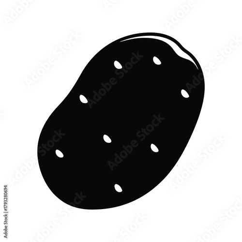 Simple black potato icon for graphic design elements