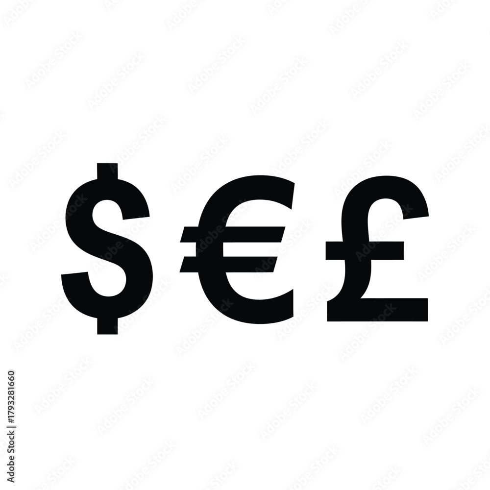 Obraz premium Global currency symbols illustration featuring the prominent dollar, euro, and pound signs, representing international finance, economic exchange, wealth, investment, and market trends.