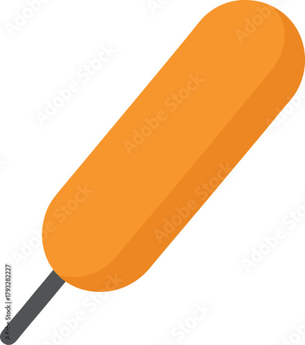 Bright Orange Corn Dog Vector Snack Icon