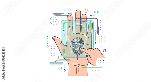 Hand Biometric Scan Technology Futuristic Interface.