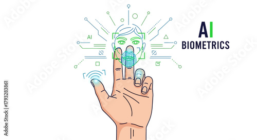 AI Biometrics Fingerprint Scan for Secure Identification.