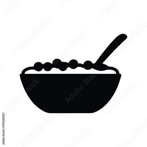 Breakfast cereal bowl with spoon simple glyph icon