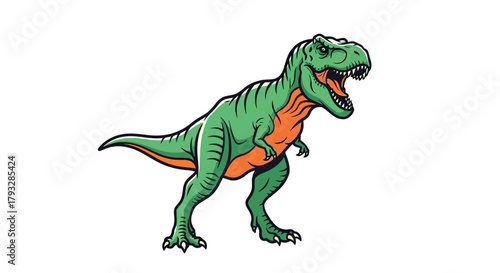 Roaring Tyrannosaurus Rex: A Prehistoric Predator Illustration.