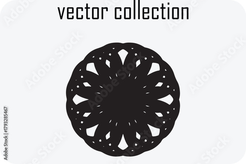 Intricate black abstract mandala design vector collection with geometric symmetry and decorative flourishes