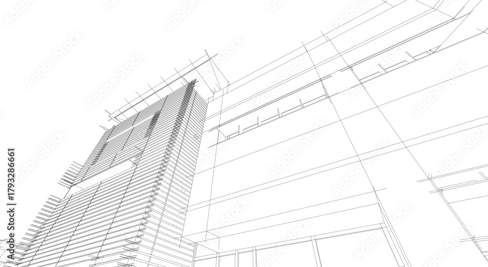 Fototapeta premium Architectural drawings vector 3d illustration