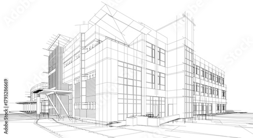 Architectural drawings vector 3d illustration