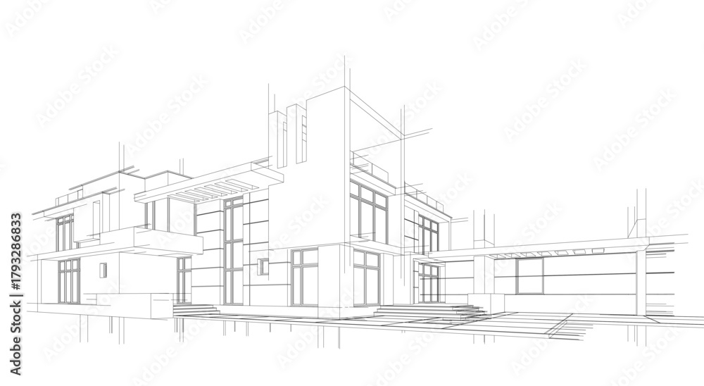 Fototapeta premium Architectural drawings vector 3d illustration