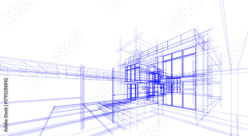 Architectural drawings vector 3d illustration