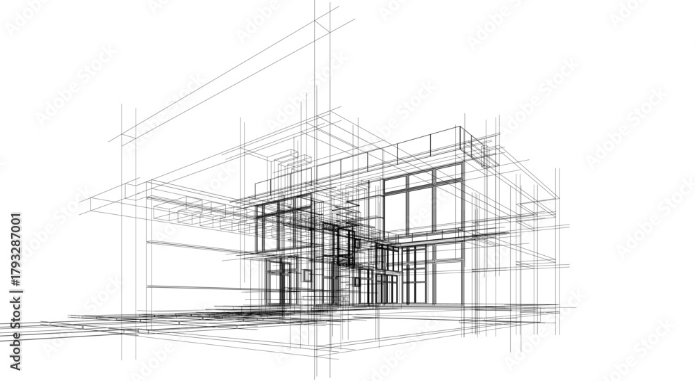 Obraz premium Architectural drawings vector 3d illustration