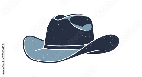 Classic Cowboy Hat Illustration in Blue and Gray Tones.
