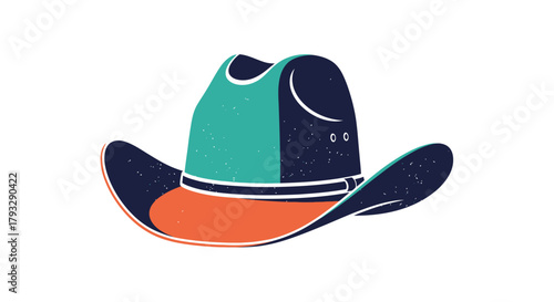Colorful stylized cowboy hat illustration on a white background.