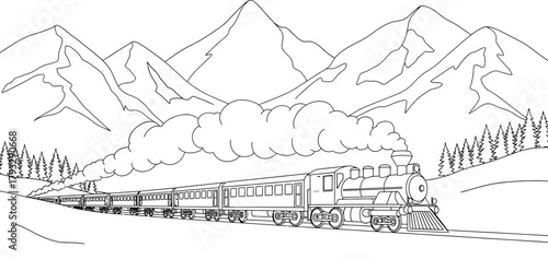 Train locomotive steam engine railroad transportation travel mountains landscape trip