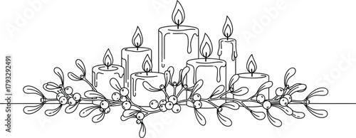 Candles mistletoe christmas holiday winter festive decoration celebration light