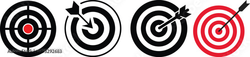 Target icon set.Target Line Icon Design, Editable Stroke, Pixel Perfect, Stock Illustration. Goal symbol collection. Simple target with arrow. Darts icon. Hitting the bullseye icon line and flat style