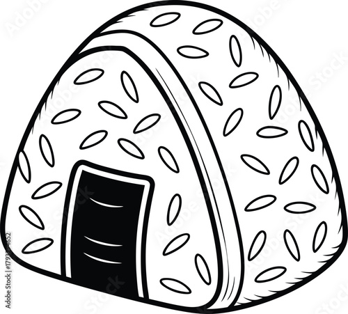 Japanese onigiri coloring page for kids