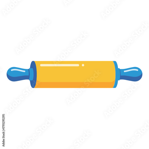 Rolling pin vector illustration isolated on a white background, a common kitchen utensil used for flattening dough in baking and cooking. ideal for culinary design projects.