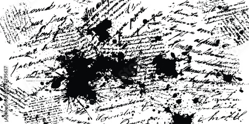  Black and white handwriting texture background. Hand-written letter, black on white and on a paper background.  