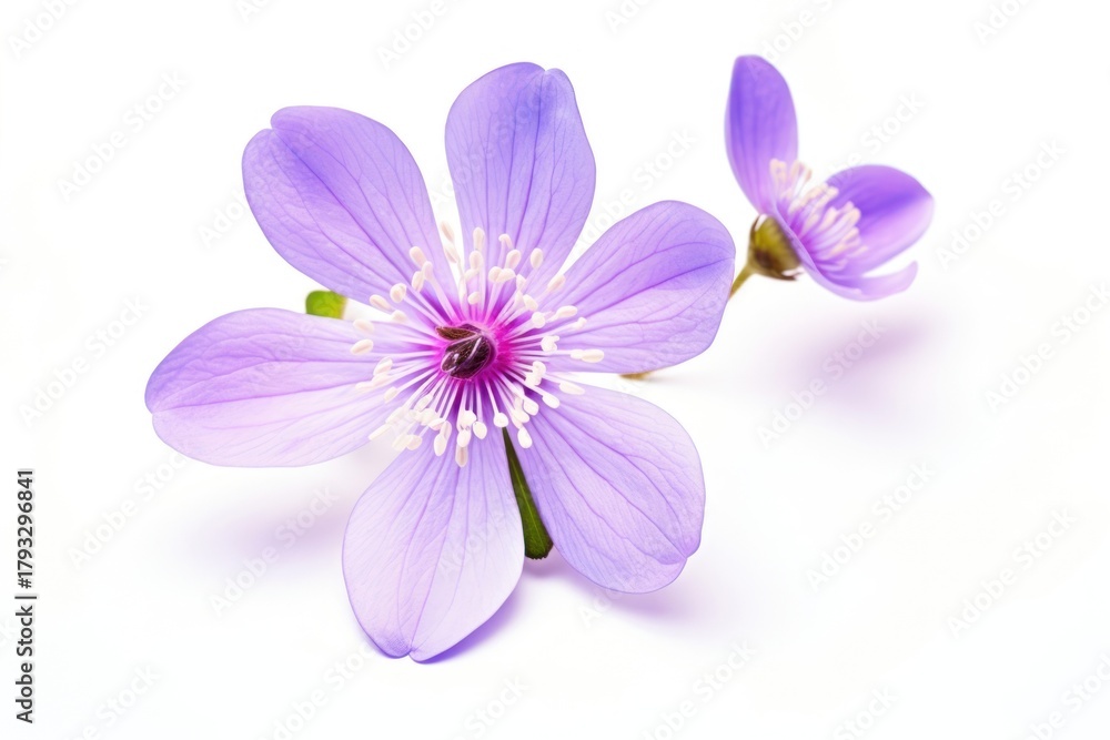 Naklejka premium Hepatica blossom flower purple.