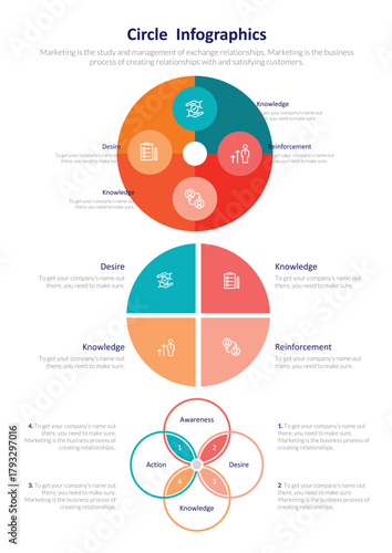 Best Infographic Template: 4 Step Circle Process Marketing Diagram