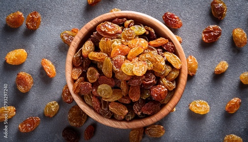 Top View Dried Raisins On Grey Background Raisin Dry Fruit Food