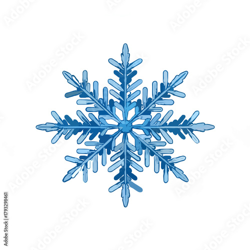 Detailed Macro Photograph of Blue Snowflake

