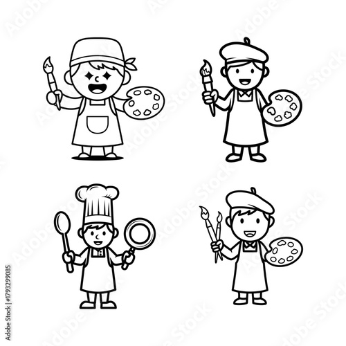 set of funny cartoon kids