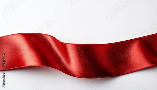 Beautiful Red Ribbon Isolated On White Top View Space For Text Photo Isolated With White Highlights