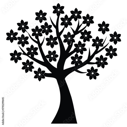 cherry blossom tree vector icon