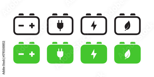 Electric Car Battery Status and Charging Icons