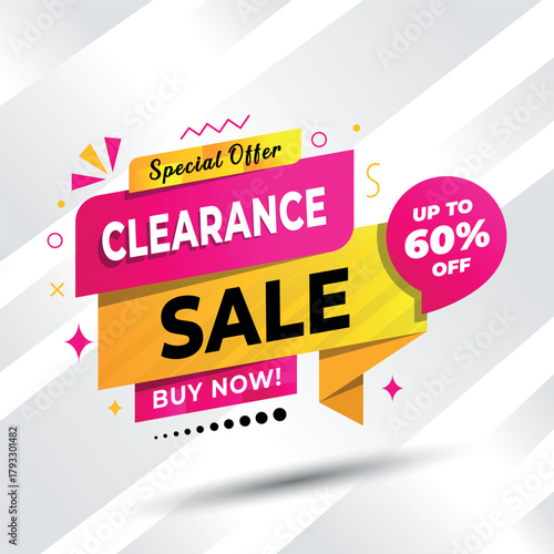 Dynamic Clearance sale banner design with 60% off