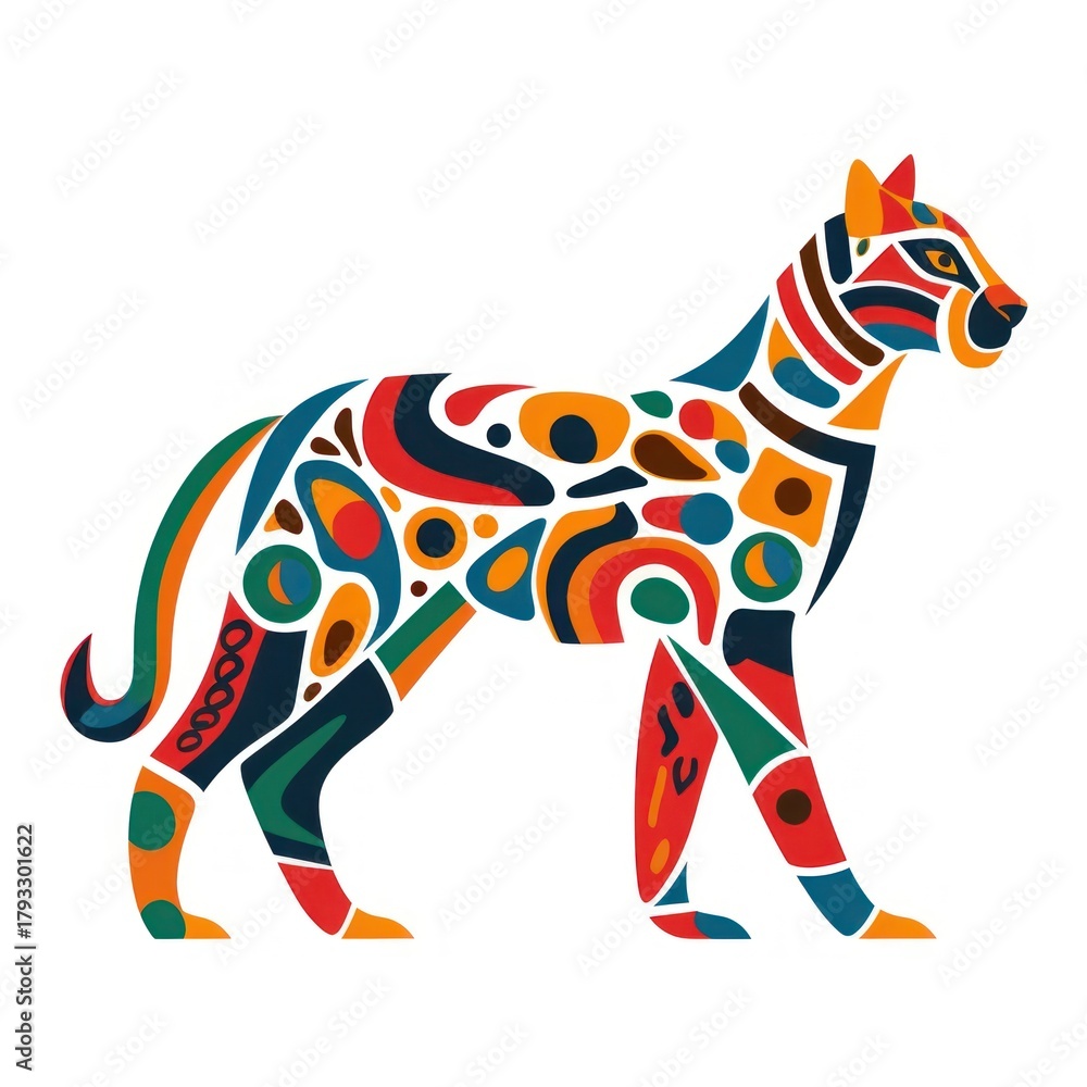 Naklejka premium Vector leopard impressionism art kangaroo wildlife.