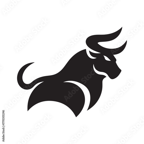 charging bull vector silhouette clip art logo design illustration. abstract bull icon set collection
