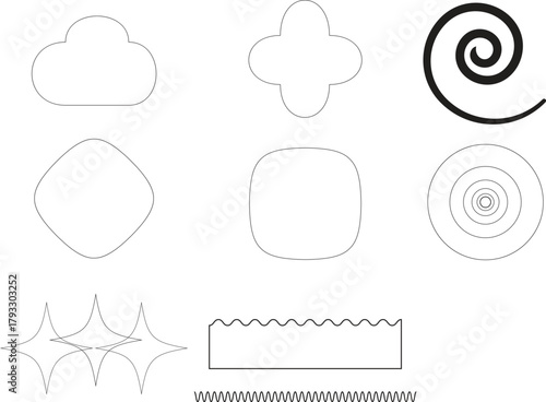 Collection of abstract geometric shapes and line art