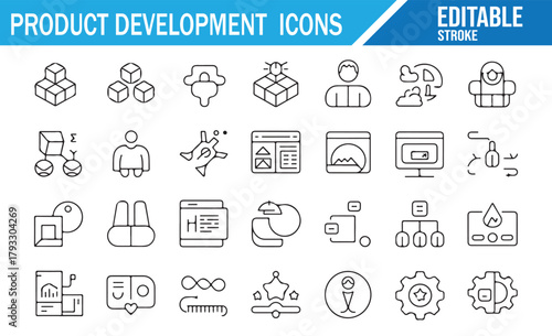 Vector Pack of Prototyping, UX, UI, and Business Growth Icons