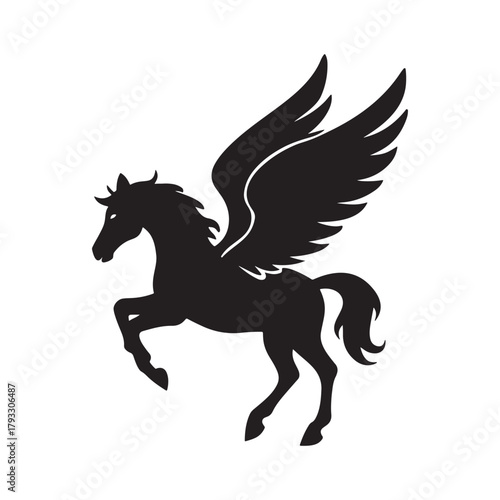 Black running horse silhouette vector illustration of a wild stallion