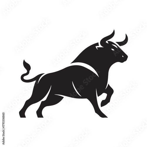 charging bull vector silhouette clip art logo design illustration. abstract bull icon set collection
