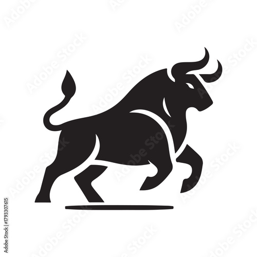 charging bull vector silhouette clip art logo design illustration. abstract bull icon set collection