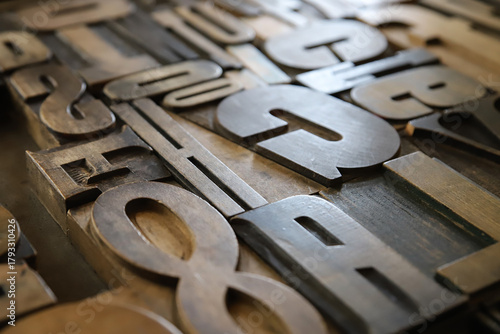 Antique letterpress printing blocks.