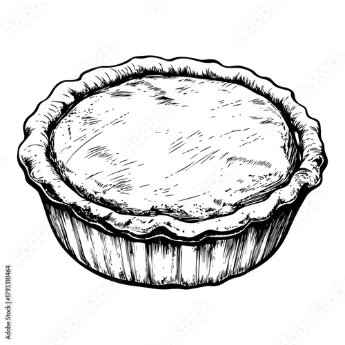 Hand Drawn Baked Meat Pie Sketch Illustration – Vintage Food Art