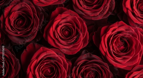 Luxurious deep red roses in full bloom create an elegant, romantic visual for any occasion