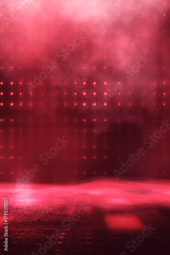 A red empty stage with spot...