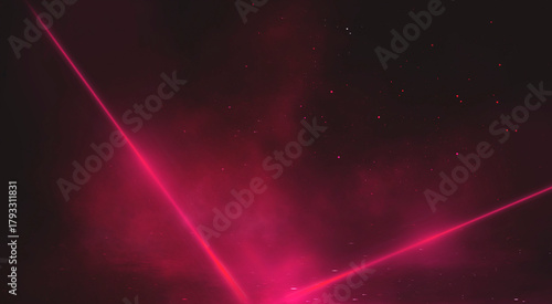 Empty stage with bright red...