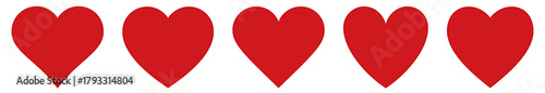 Red heart icons set vector