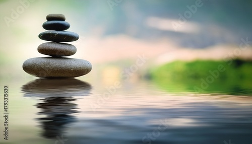 Stein Stapel Im Wasser Meditation Achtsamkeit Entspannung Ruhe Erholung Innere Balance Resilienz Psychotherapie Therapie