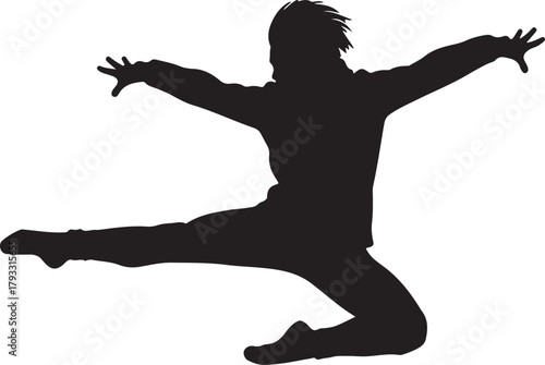 Silhouette of Person Jumping in Joyful Excitement Dynamic Movement Freedom Art Performance Figure Choreography Gymnastics Exercise Fitness Training Acrobatics Style Expression