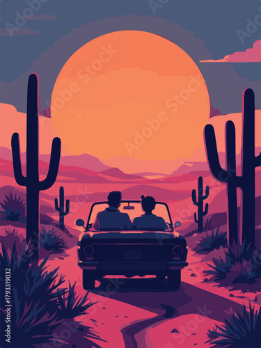 Couple road trip vector