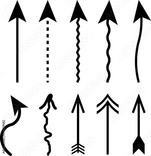 Set of different arrows, hand drawn collection of direction and movement symbols, doodle sketch arrows, navigation and infographic icons