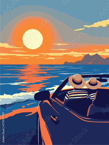 Couple road trip vector